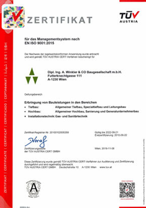 Zertifikat der ISO 9001